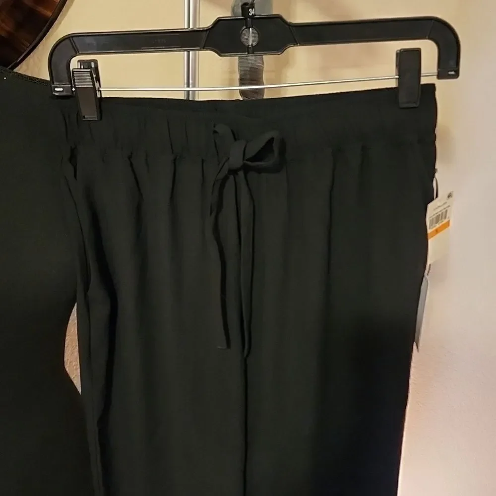 1 STATE Jogger Black Pocketed Smocked Drawstring Elastic Waist Lounge Dress - Picture 5 of 5